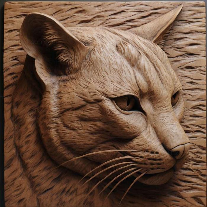 Nature and animals (Serengeti cat 1, NATURE_2893) 3D models for cnc